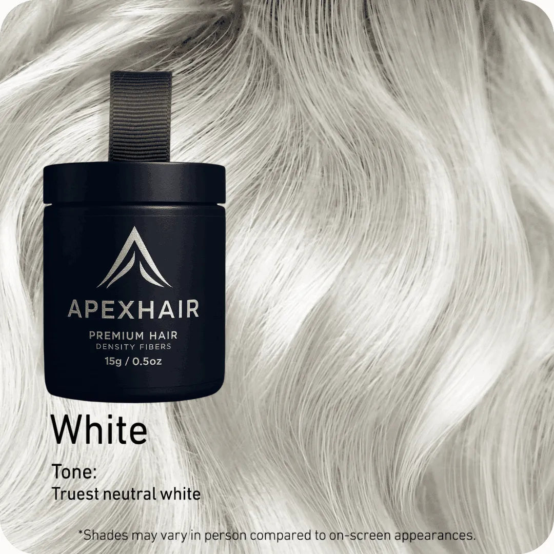 ApexHair product container with white hair background