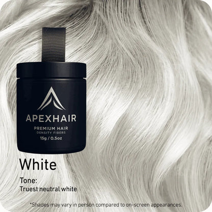 ApexHair product container with white hair background